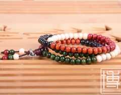 五色檀彩檀珠佛珠手链108颗6mm