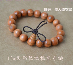 10mm天然肥城桃木手串珠手链