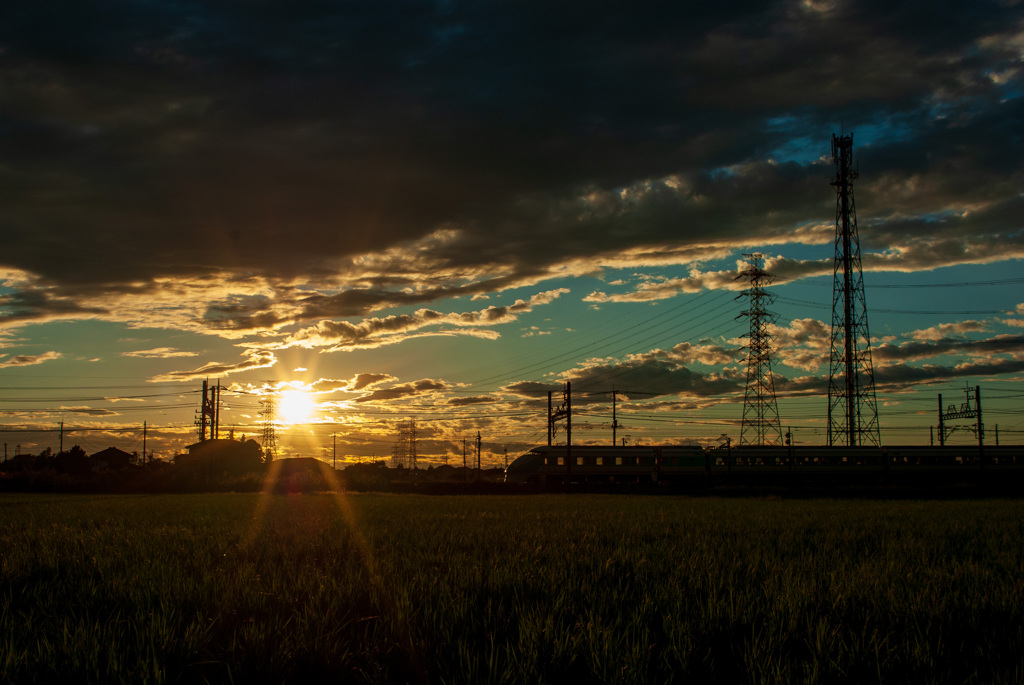 お写ん歩(21)-1（夕日×電車）