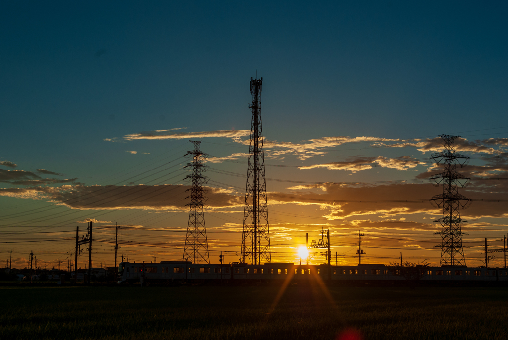 電車と夕日(12)-2