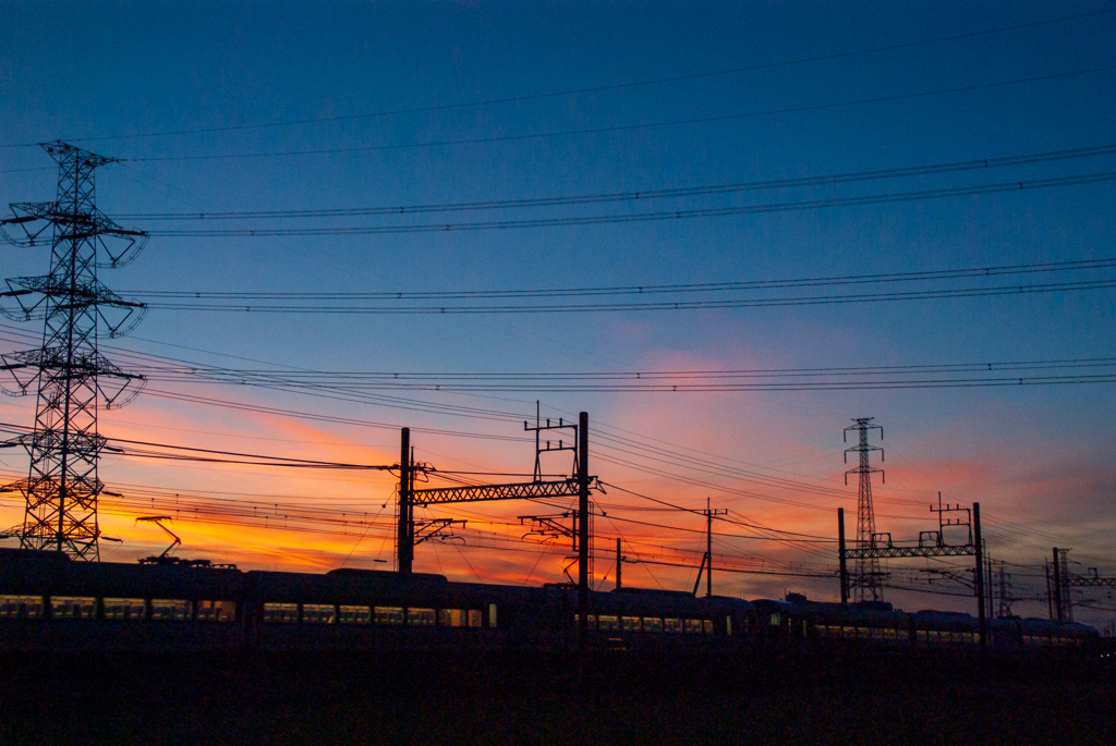 電車と夕焼け(6)-2