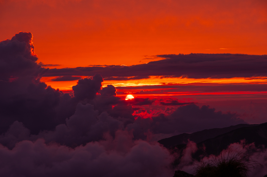 夕陽～槍ヶ岳山頂から～