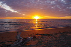 一眼レフカメラの夕陽