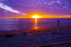 いなげ浜の夕陽