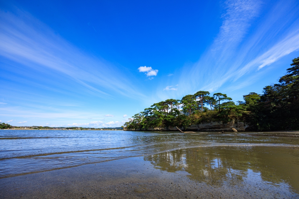 松島　福浦島　砂浜リフレクション