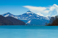 桧原湖と磐梯山
