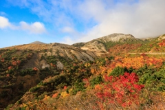 磐梯吾妻スカイライン 荒々しい山肌と紅葉