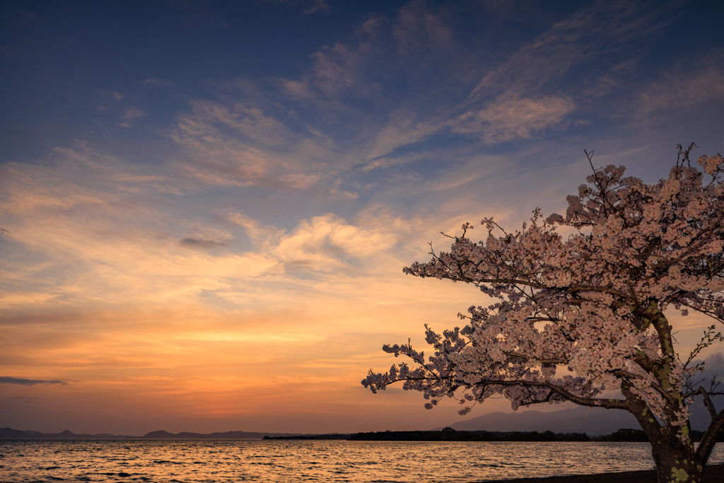 稲苗代湖　志田浜の夕焼け　その３