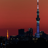 屋上より スカイツリー＆東京タワー その1