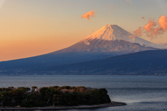 夕日を浴びる