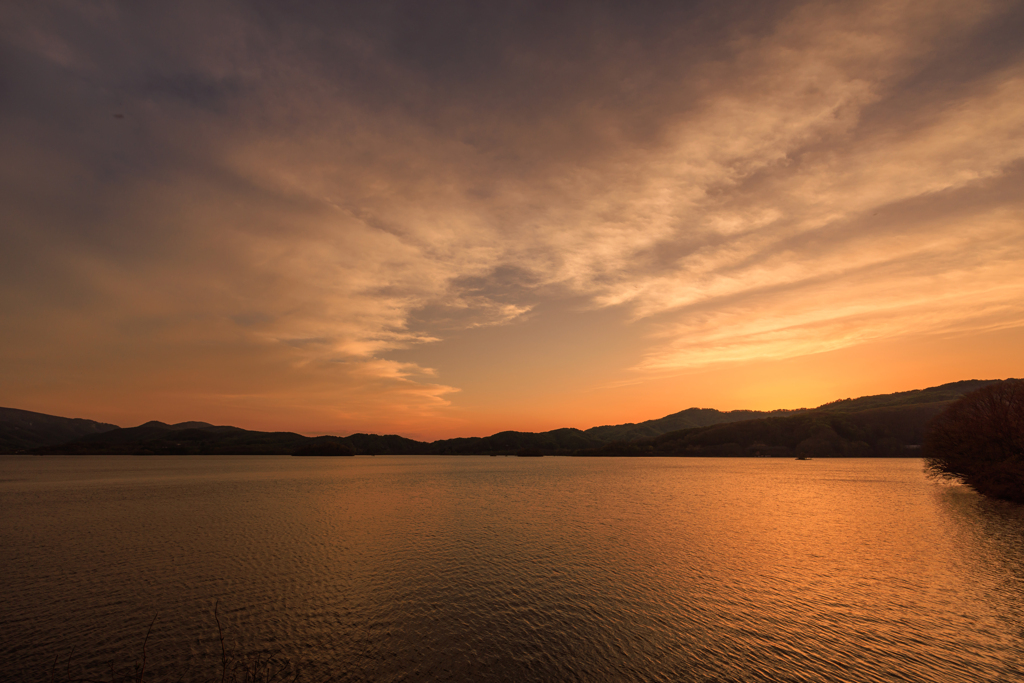 桧原湖の夕焼け　その１