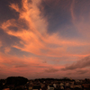 屋上夕焼け 雲舞う