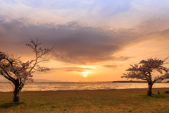 稲苗代湖　志田浜の夕焼け　その１