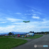 札幌丘珠空港、飛行機が、頭の上を飛ぶ公園