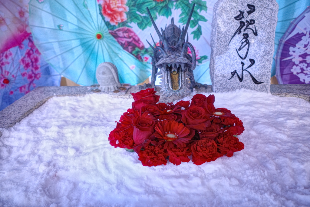 龍神、雪、花