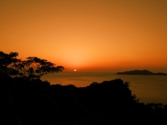 夕陽。鹿児島県日本海。