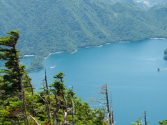 男体山頂上から中禅寺湖を望む