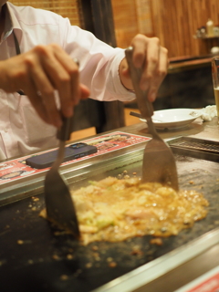 仕事明けのお好み焼き