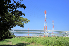 日陰から眺める鉄塔