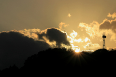 夕陽と鉄塔