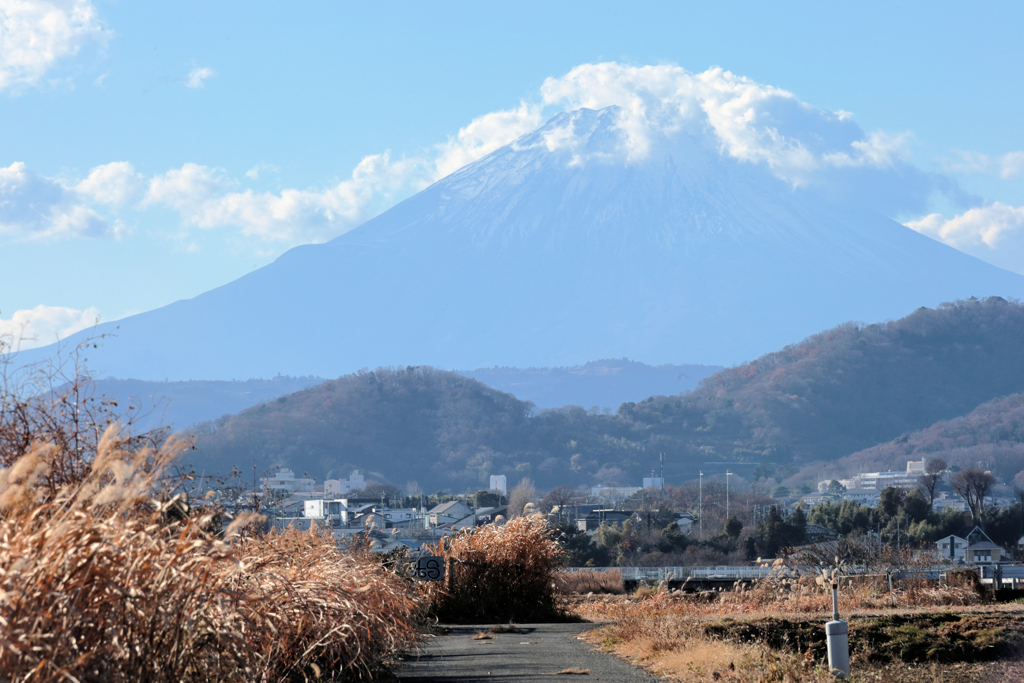 正面に富士山