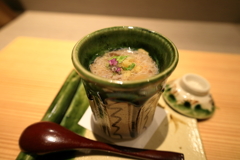 割烹　おい河にて深原茶碗蒸し蟹餡掛け