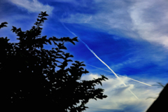 交差する飛行機雲