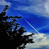 交差する飛行機雲