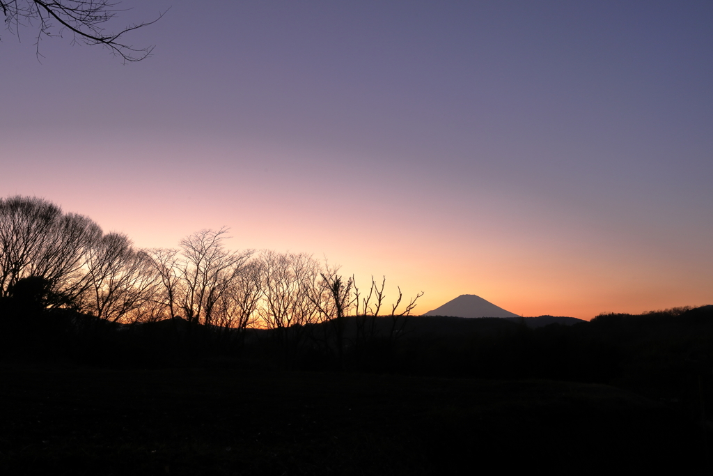夕焼けと富士山