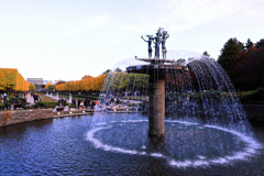 昭和記念公園の噴水から望む