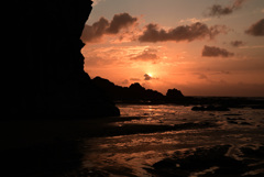 千畳敷海岸と夕日