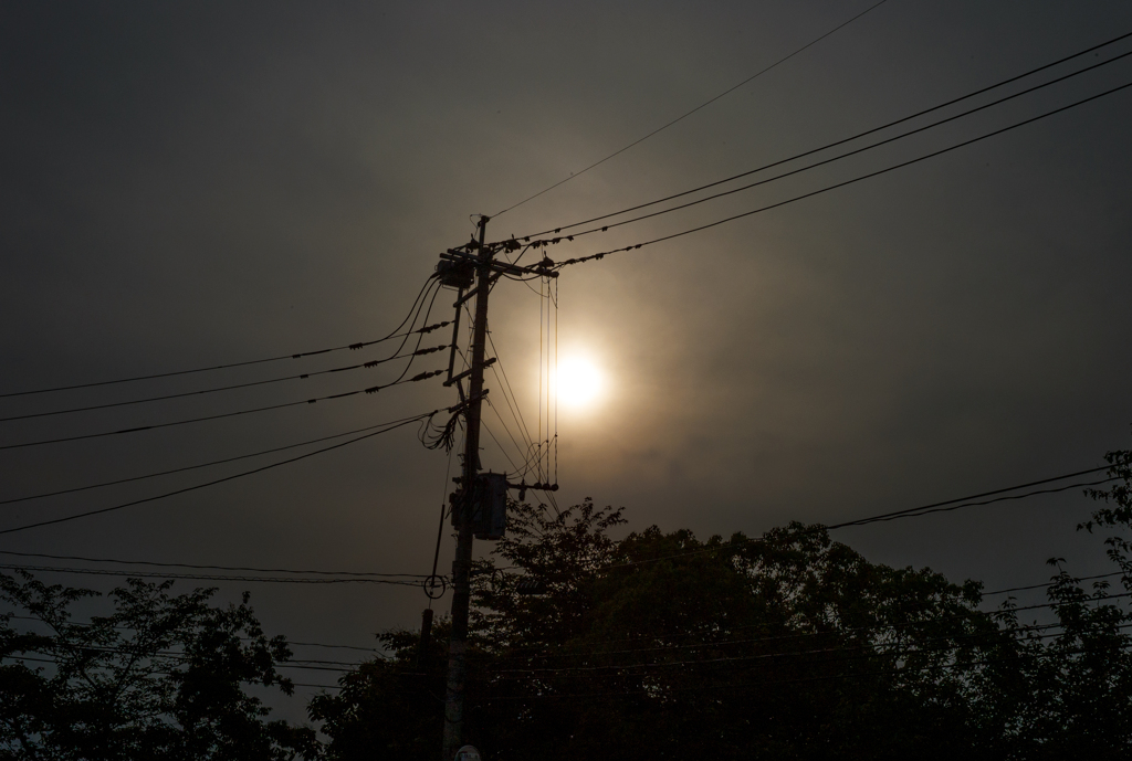 街中の夕陽