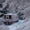 桜と雪と始発列車