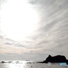 道の駅深浦に傾く太陽