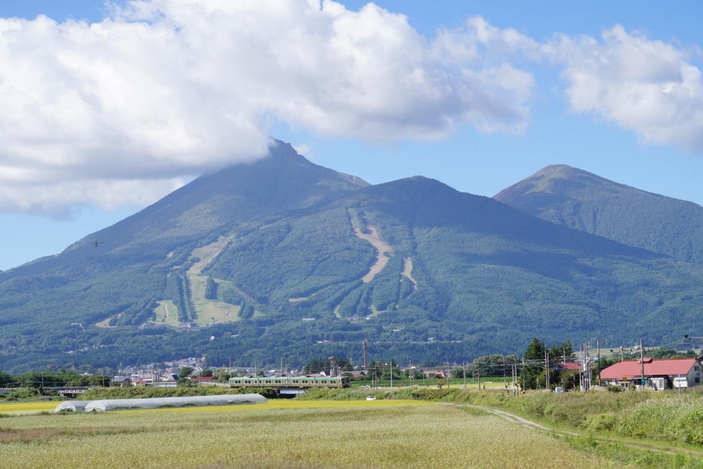 磐梯山と磐越西線