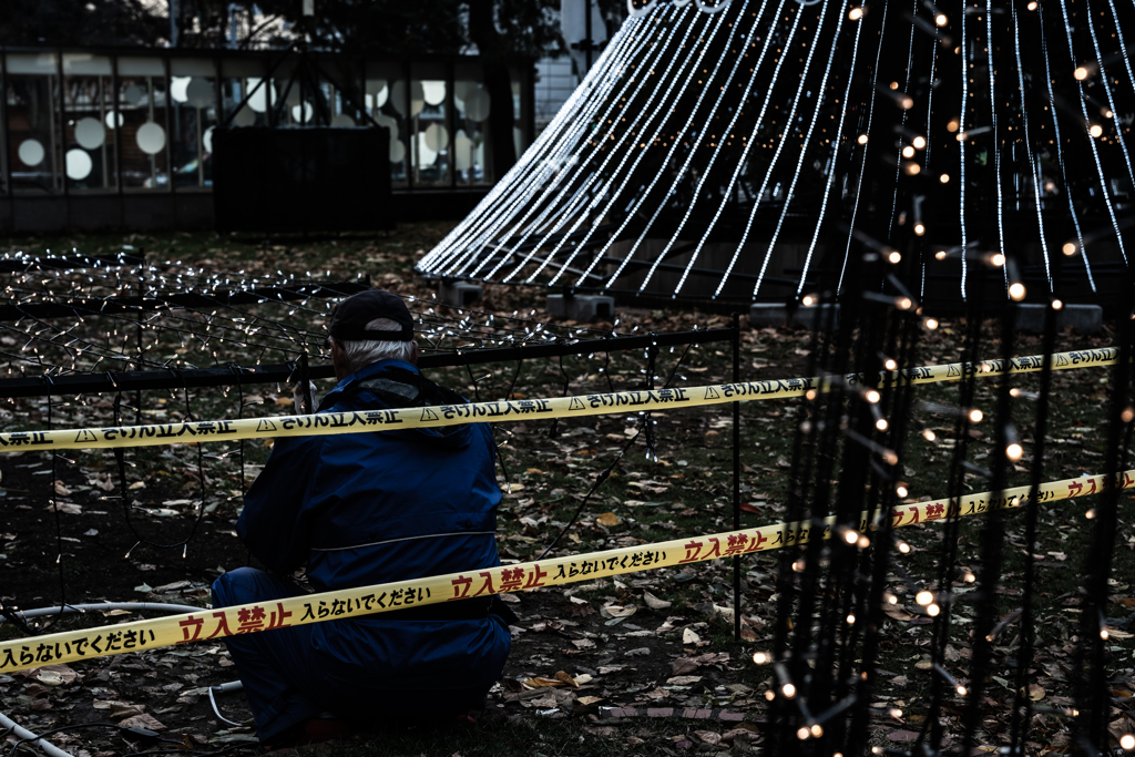 ホワイトイルミネーション準備中１