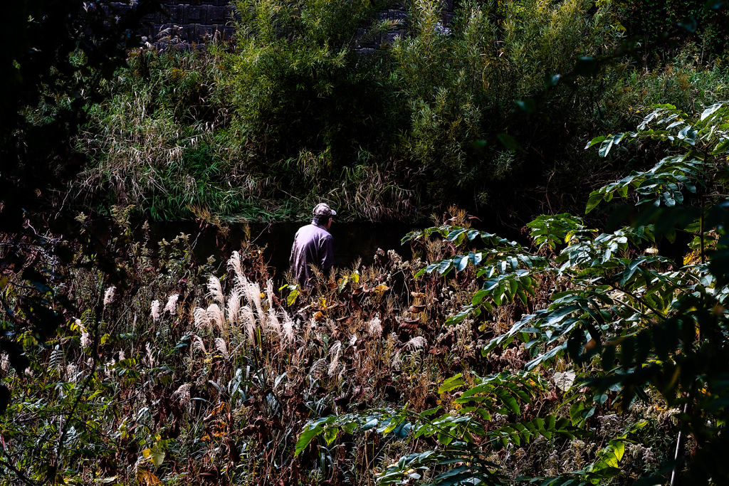 川を見つめるひと