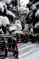 市民雪像制作中