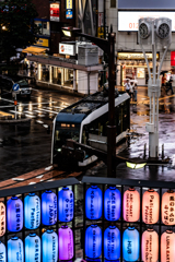 雨の市電