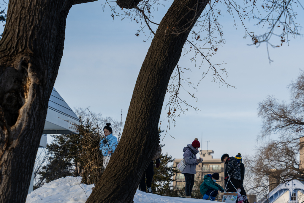外国の観光客　中島公園で