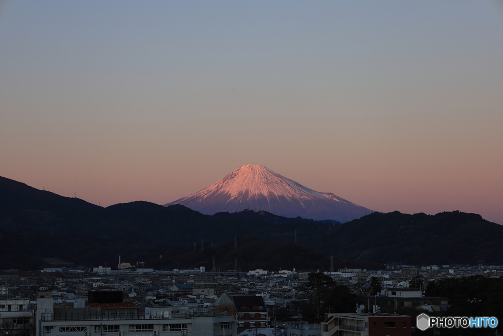 １月１日の富士山夕景