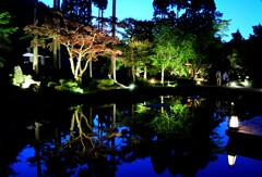 京都洛北の日本庭園夜景１
