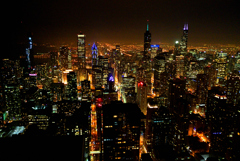 シカゴ高層ビル群夜景１