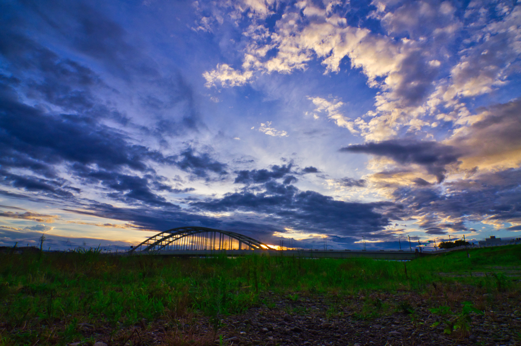 多摩川の夕景