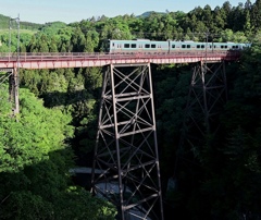 早朝の第ニ広瀬川橋梁と仙山線。