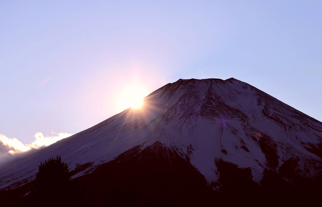 肩に沈む夕日。