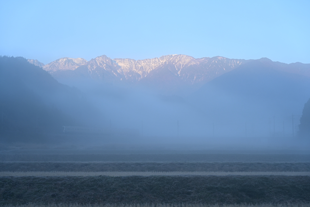 朝霧の中に
