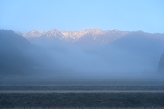 朝霧の中に