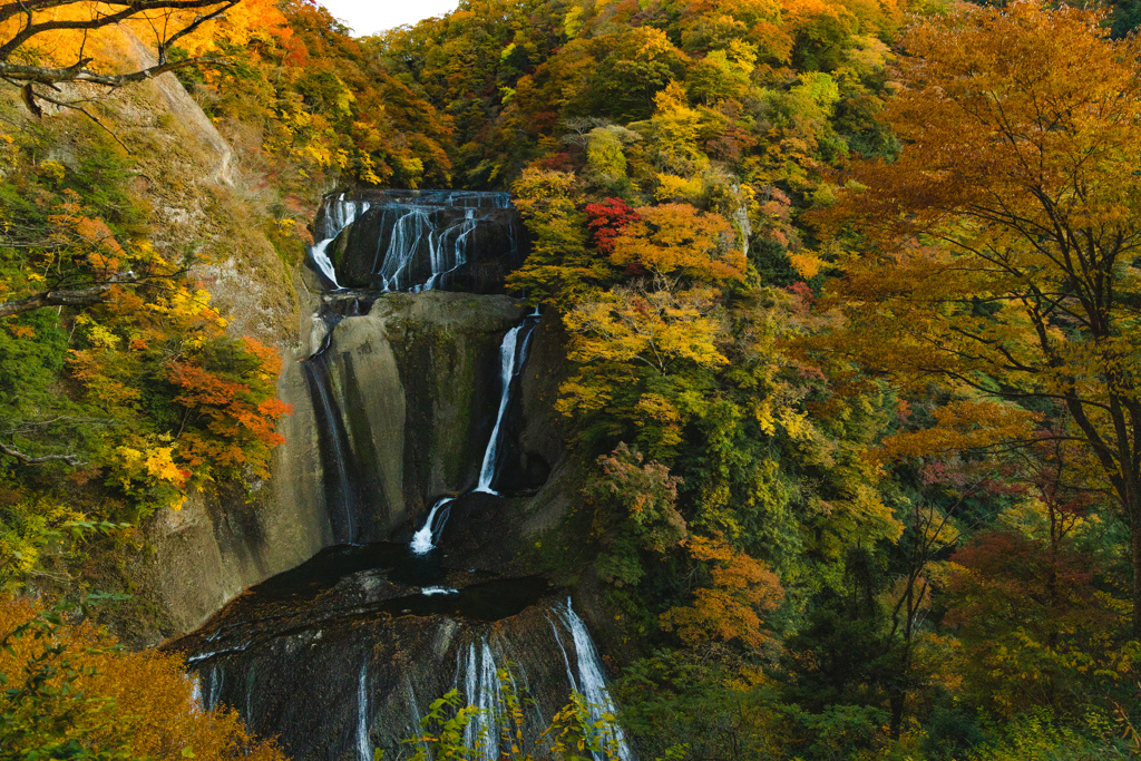 紅葉に囲まれた滝