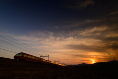 夕日を背にして